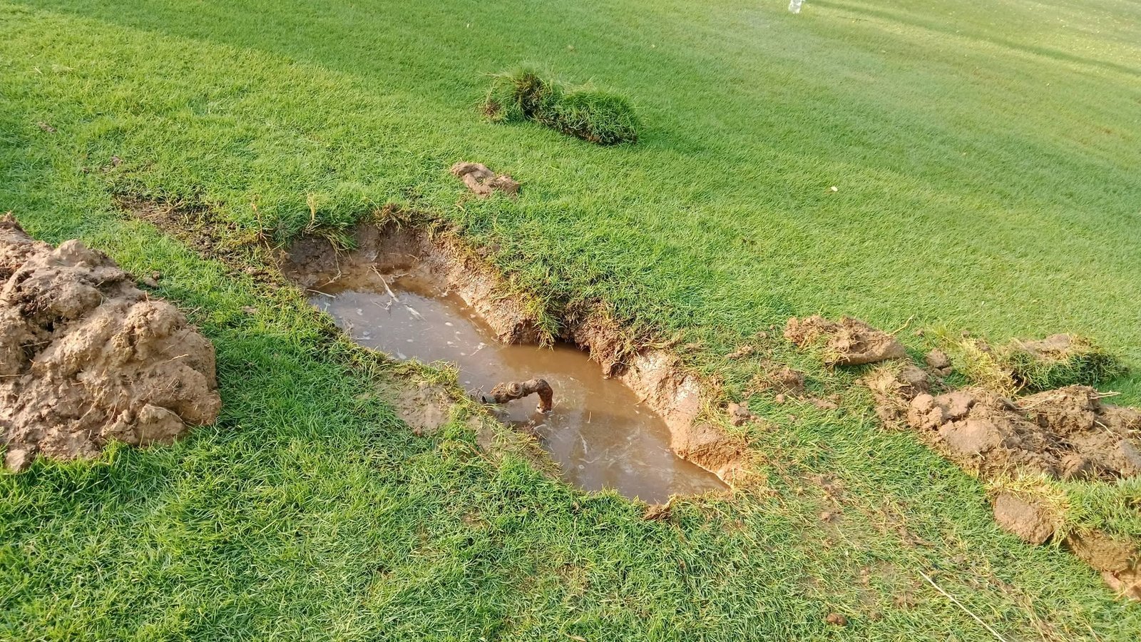 Irrigation line leak repair site